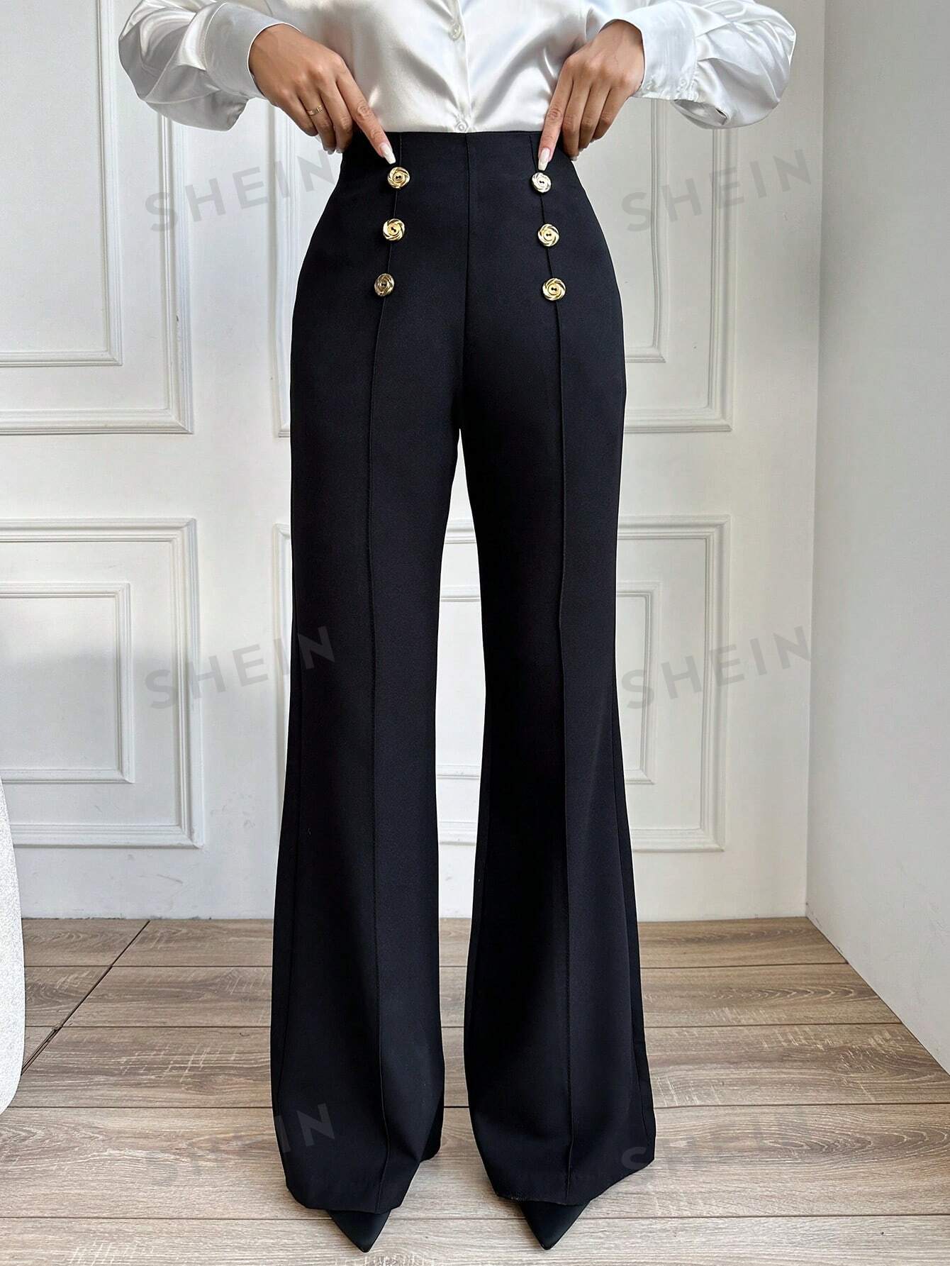 Oubri Pantalon Pour Femme À Boutons À Double Rangée Décorative