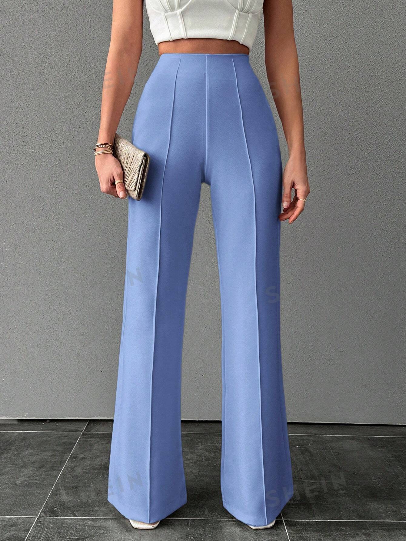 Oubri Pantalon Évasé De Couleur Solide À Taille Haute